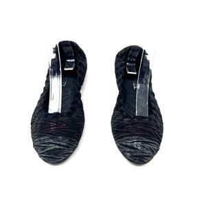 Chanel Black Fabric Ballet Flats with Pink Lurex Thread CC Logo 36.5 Rare Runway